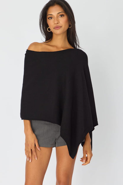 Black Knit Poncho Top Light Weight