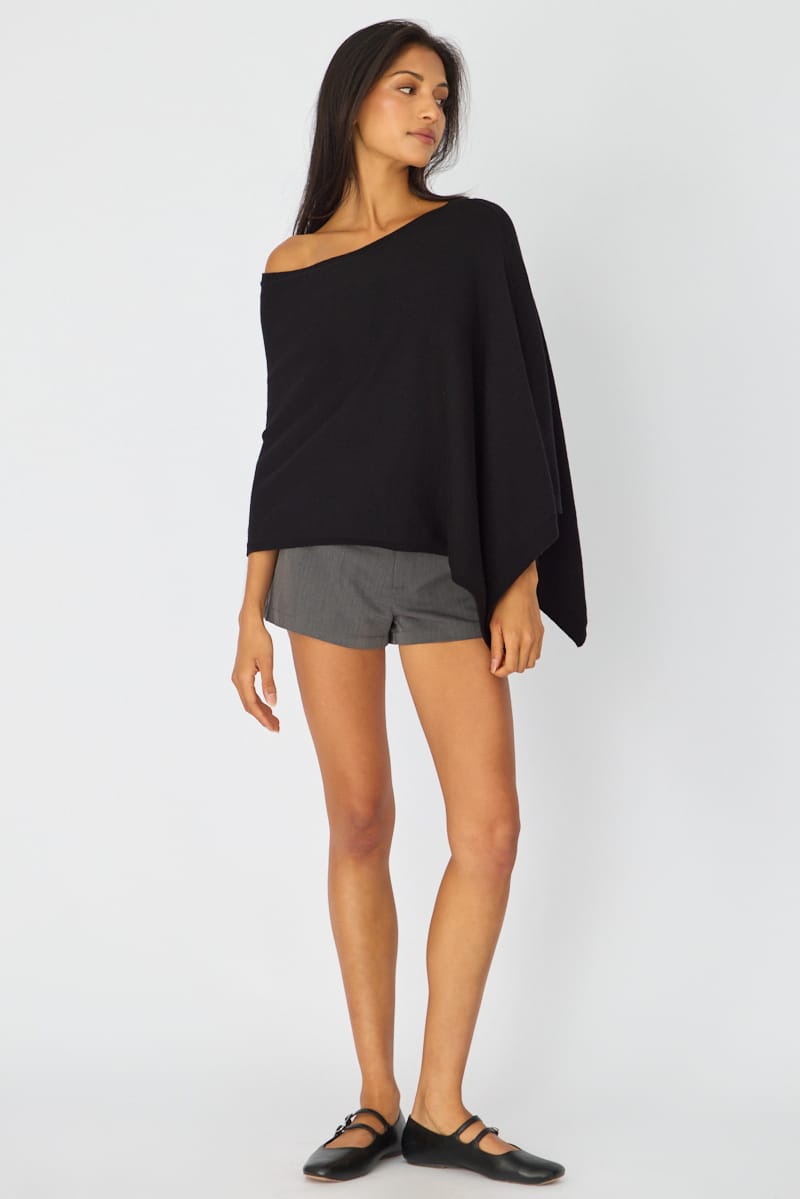 Black Knit Poncho Top Light Weight