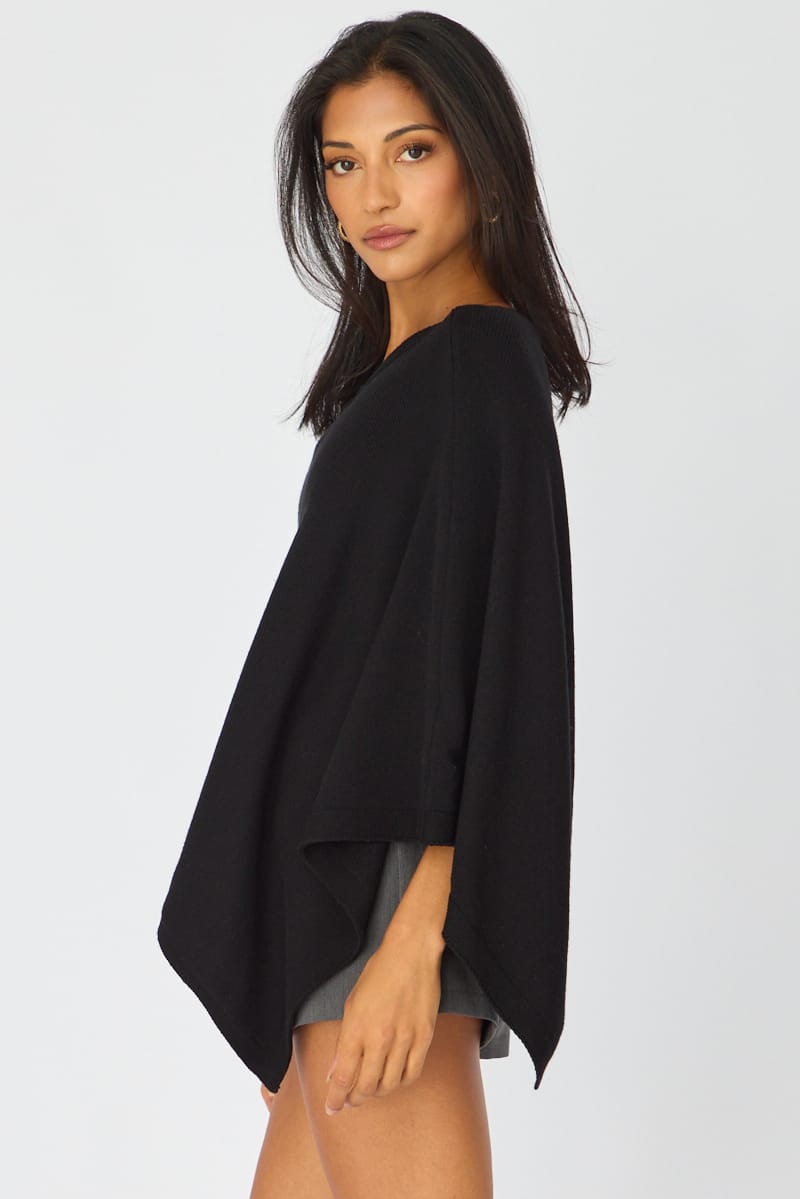Black Knit Poncho Top Light Weight