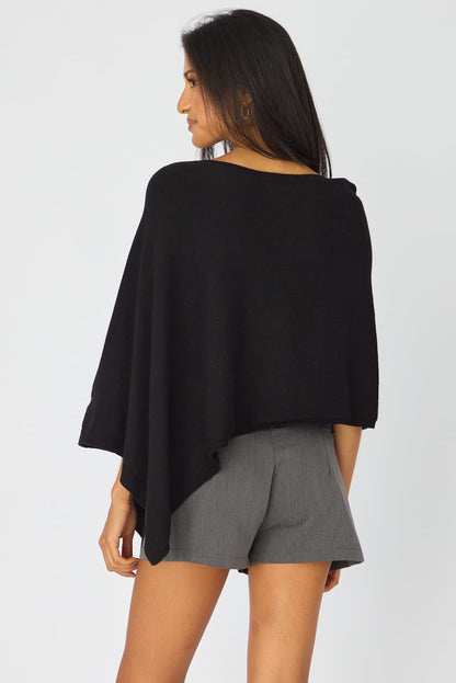 Black Knit Poncho Top Light Weight