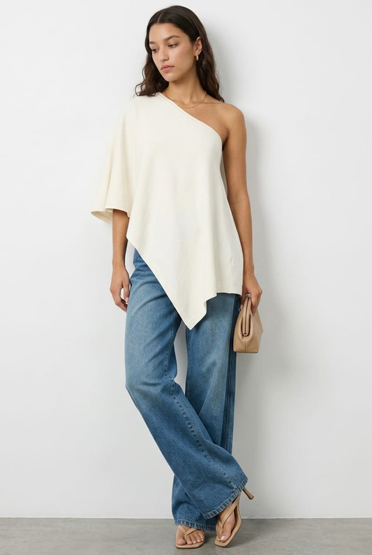 White Knit Poncho Top Light Weight