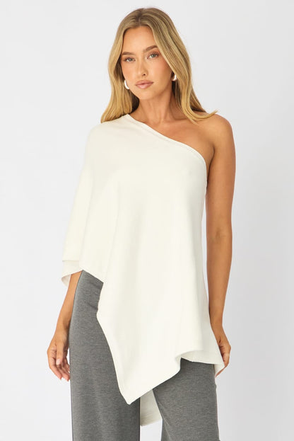 White Knit Poncho Top Light Weight