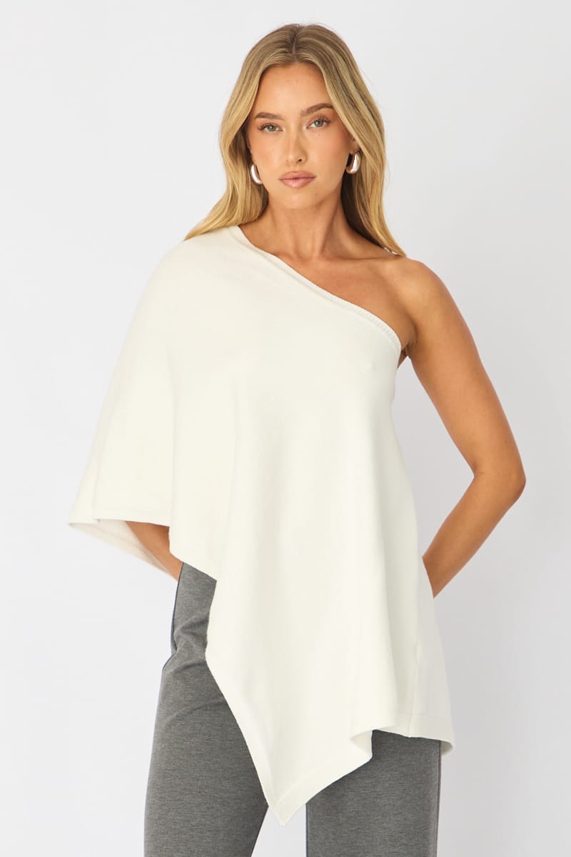 White Knit Poncho Top Light Weight