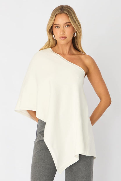 White Knit Poncho Top Light Weight