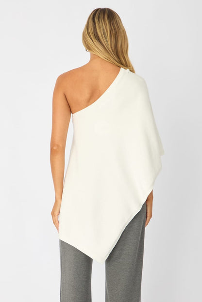 White Knit Poncho Top Light Weight