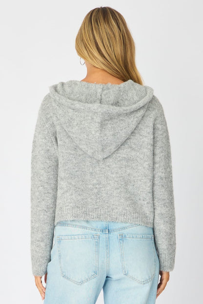 Grey Knit Hoodie Long Sleeve