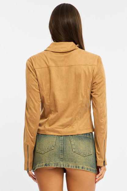 Beige Suede Jacket Long Sleeve