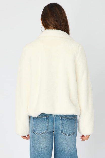 White Fur Jacket Collared