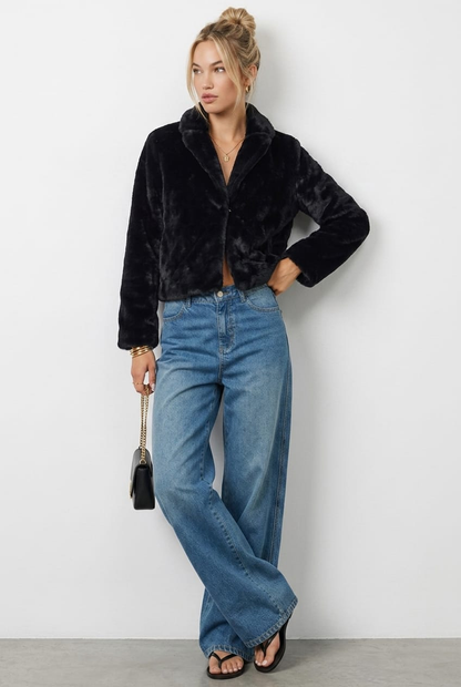 Black Fur Jacket Collared