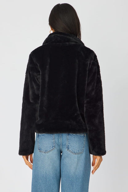 Black Fur Jacket Collared