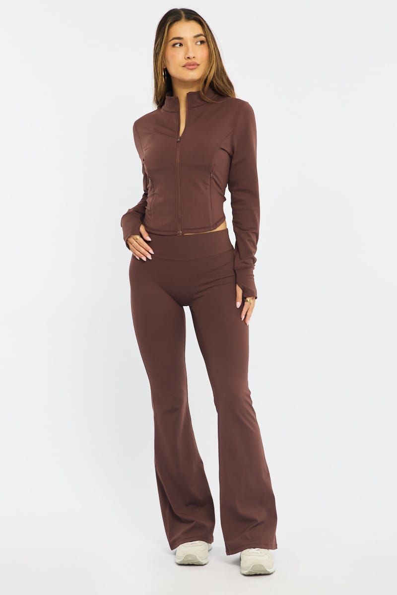 Brown Active Jacket Long Sleeve