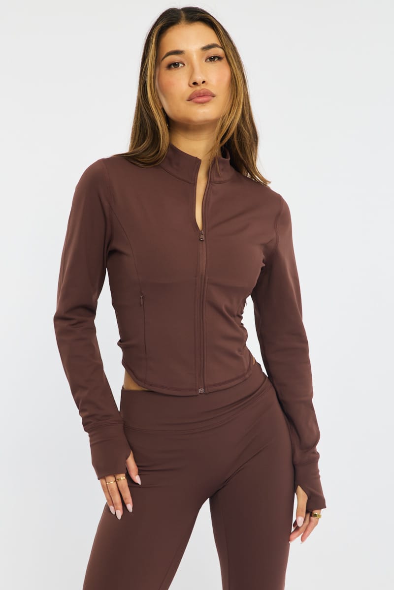 Brown Active Jacket Long Sleeve