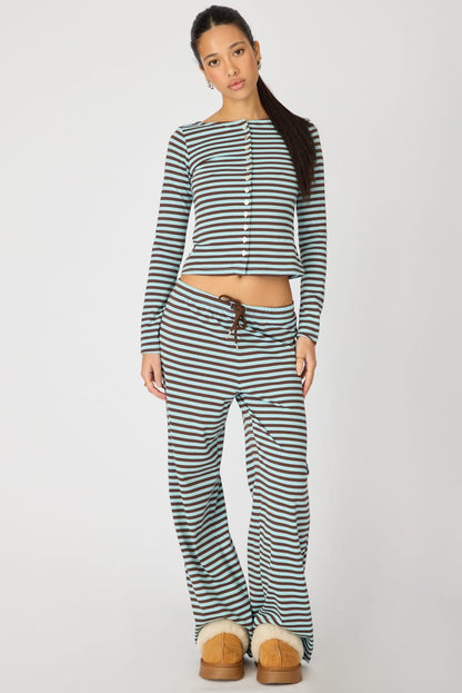 Blue Stripe Button Down Top