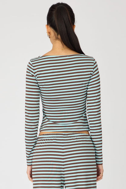 Blue Stripe Button Down Top