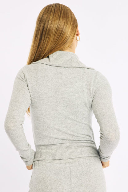 Grey Zip Through Cardigan Soft Touch