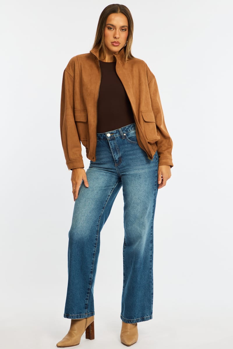 Brown Bomber Jacket Suede