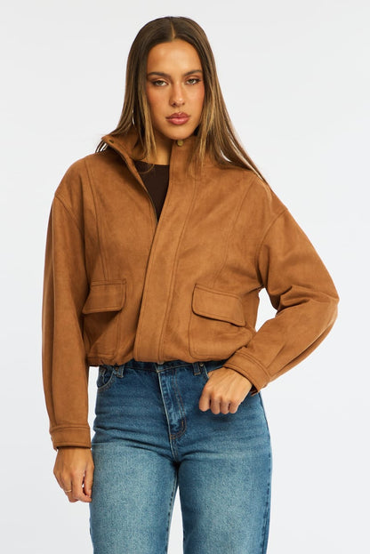 Brown Bomber Jacket Suede
