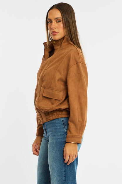 Brown Bomber Jacket Suede