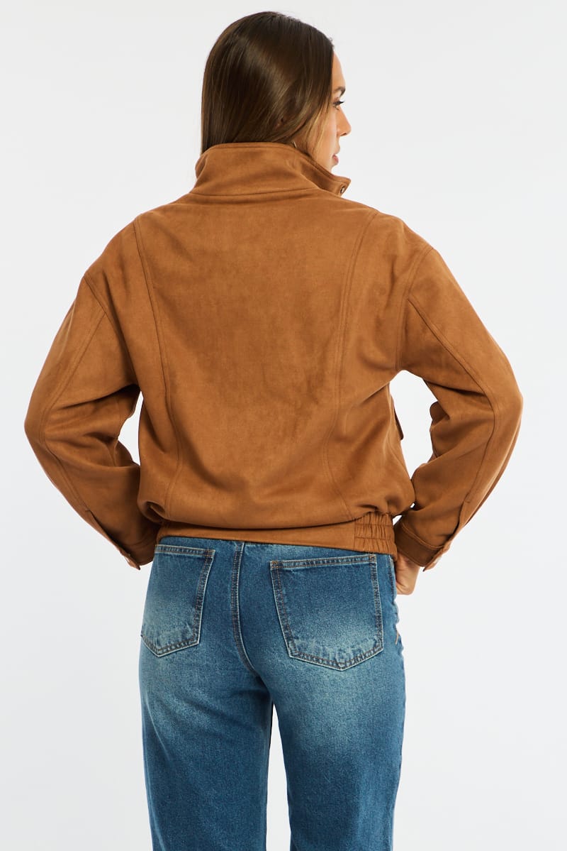 Brown Bomber Jacket Suede